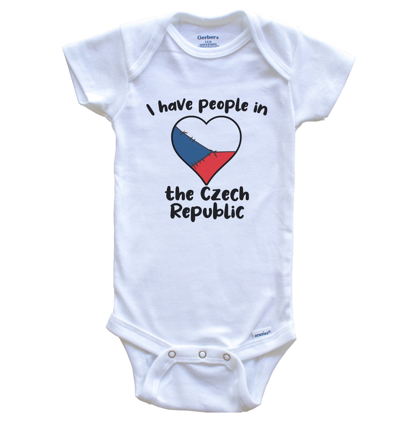 Czech Flag Heart I Have People In the Czech Republic Baby Bodysuit
