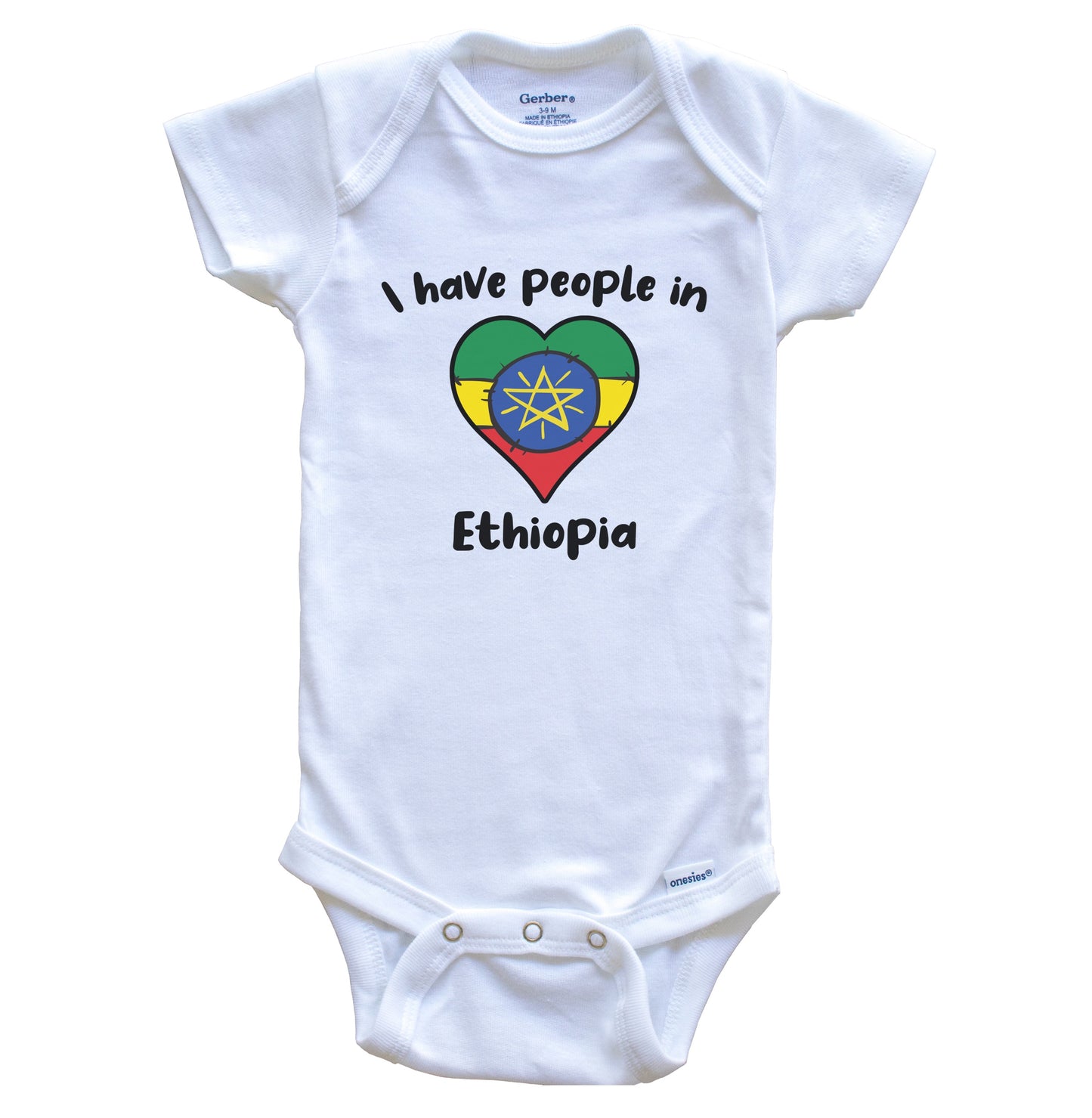 Ethiopian Flag Heart I Have People In Ethiopia Baby Bodysuit