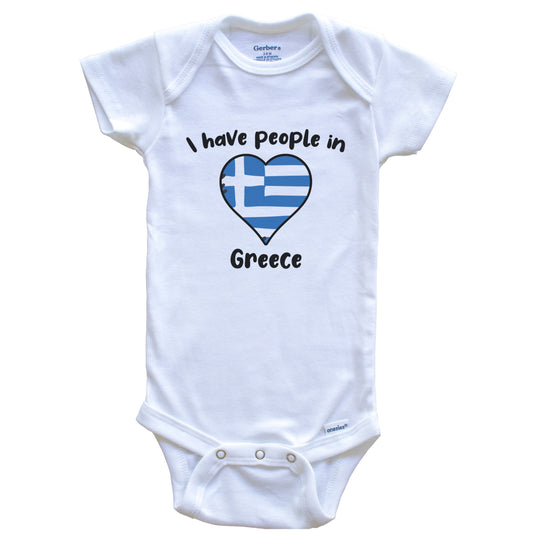 Greek Flag Heart I Have People In Greece Baby Bodysuit