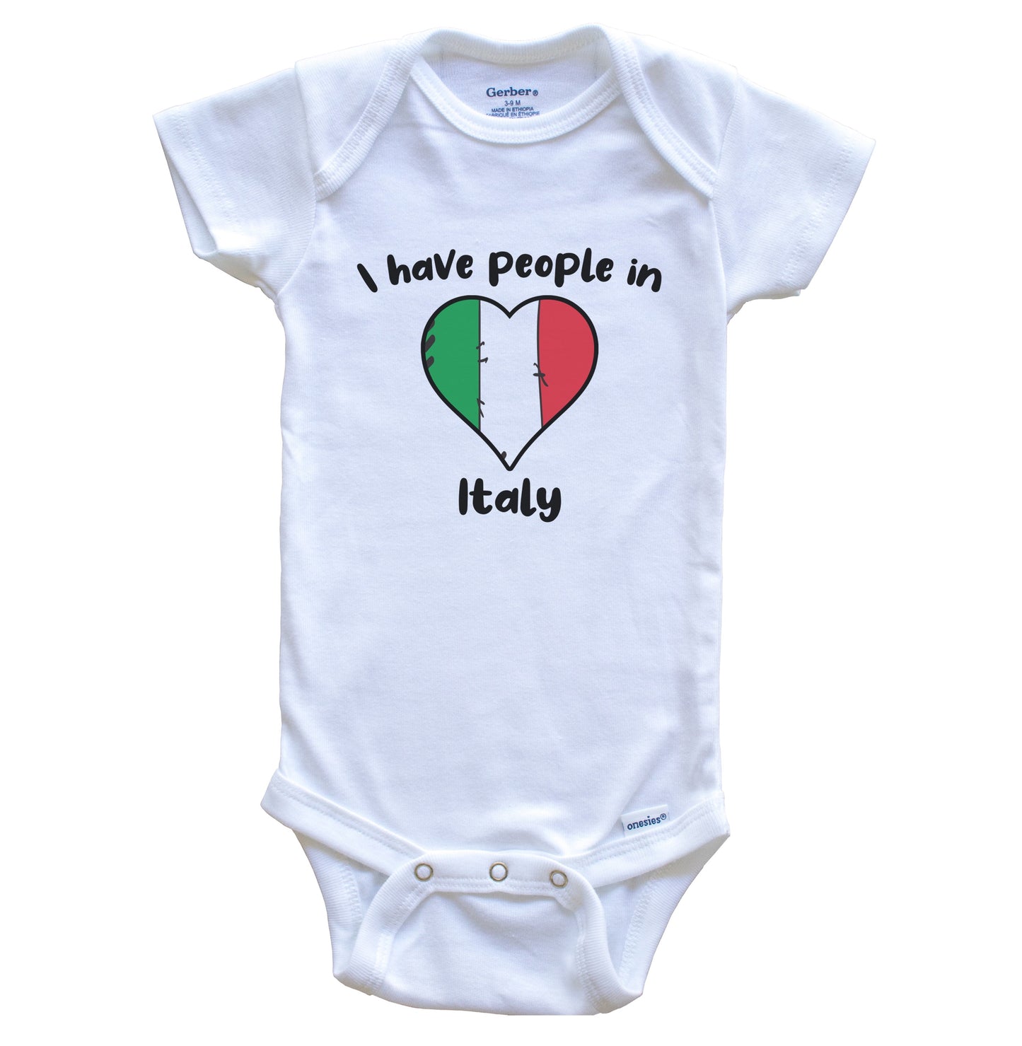 Italian Flag Heart I Have People In Italy Baby Bodysuit