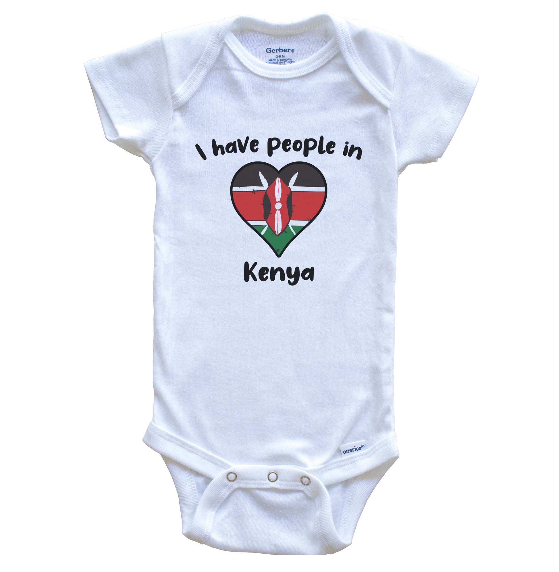 Kenyan Flag Heart I Have People In Kenya Baby Bodysuit