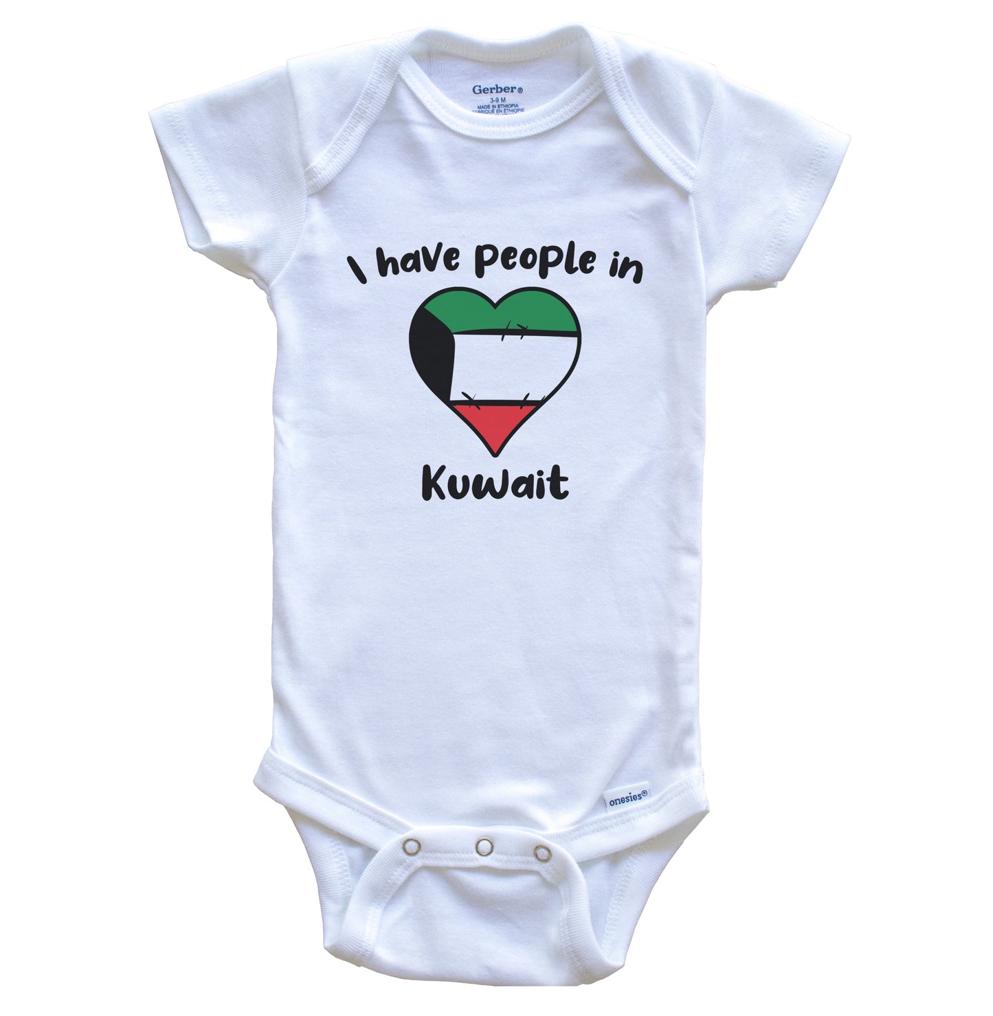 Kuwaiti Flag Heart I Have People In Kuwait Baby Bodysuit