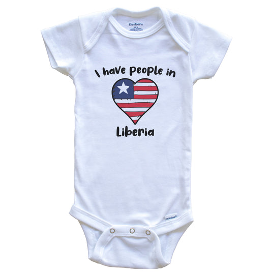 Liberian Flag Heart I Have People In Liberia Baby Bodysuit