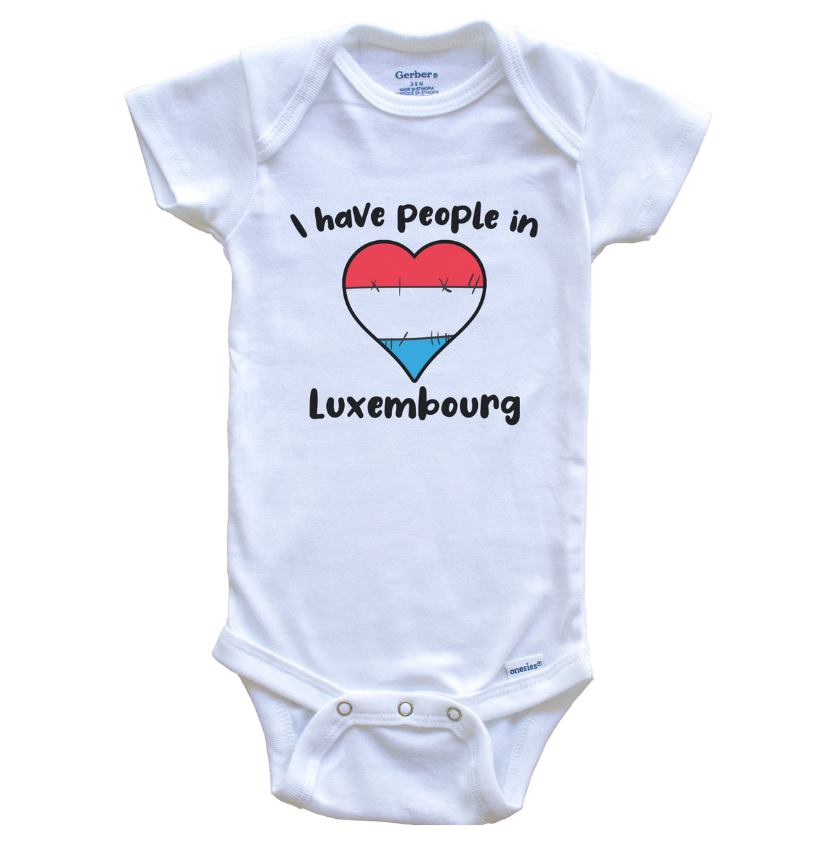 Luxembourgish Flag Heart I Have People In Luxembourg Baby Bodysuit