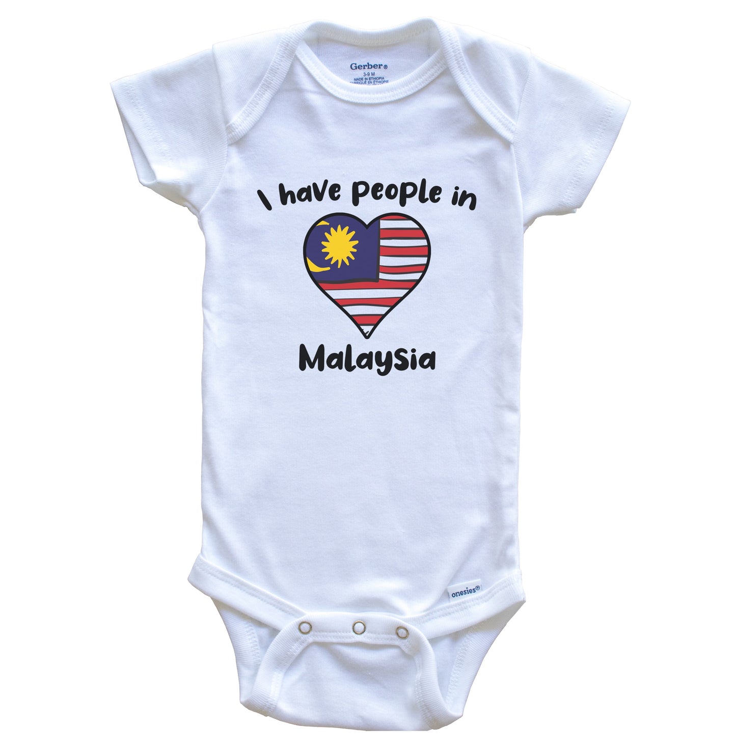 Malaysian Flag Heart I Have People In Malaysia Baby Bodysuit