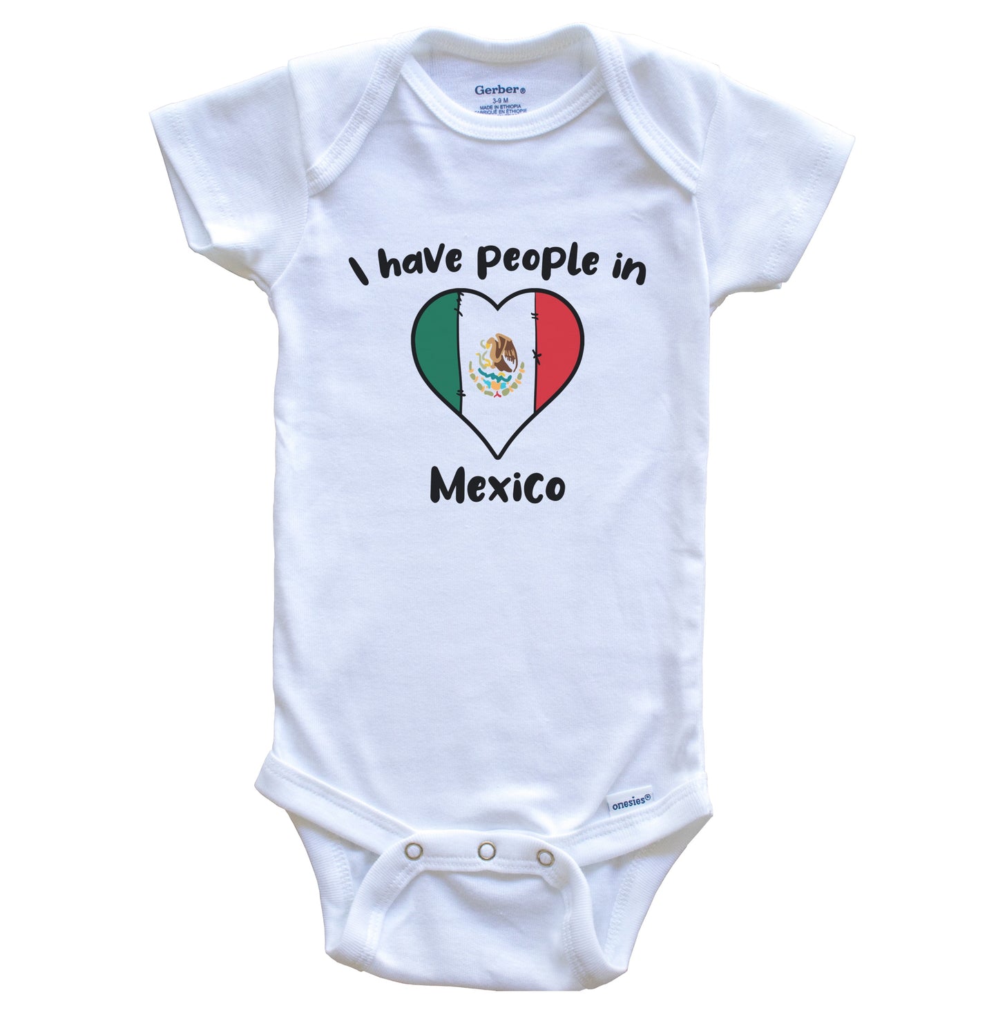 Mexican Flag Heart I Have People In Mexico Baby Bodysuit