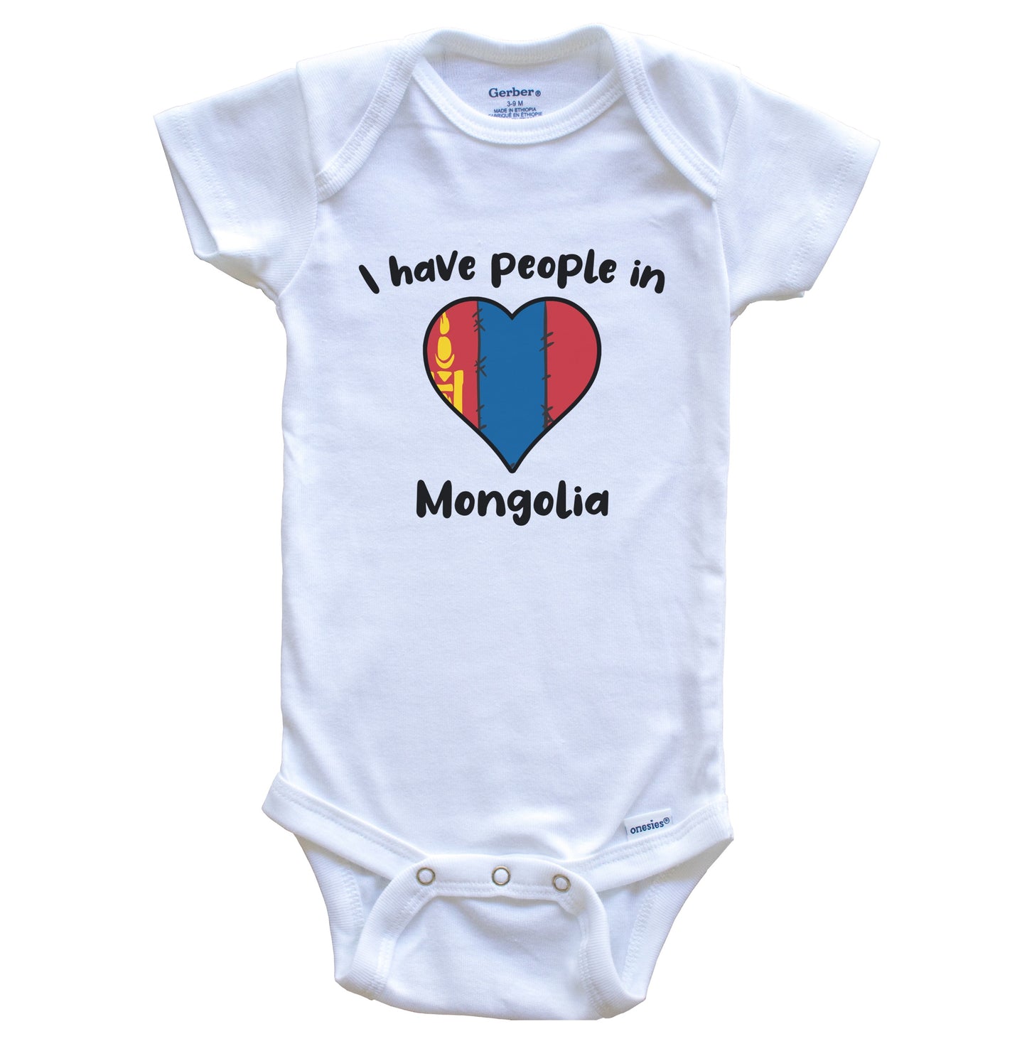 Mongolian Flag Heart I Have People In Mongolia Baby Bodysuit