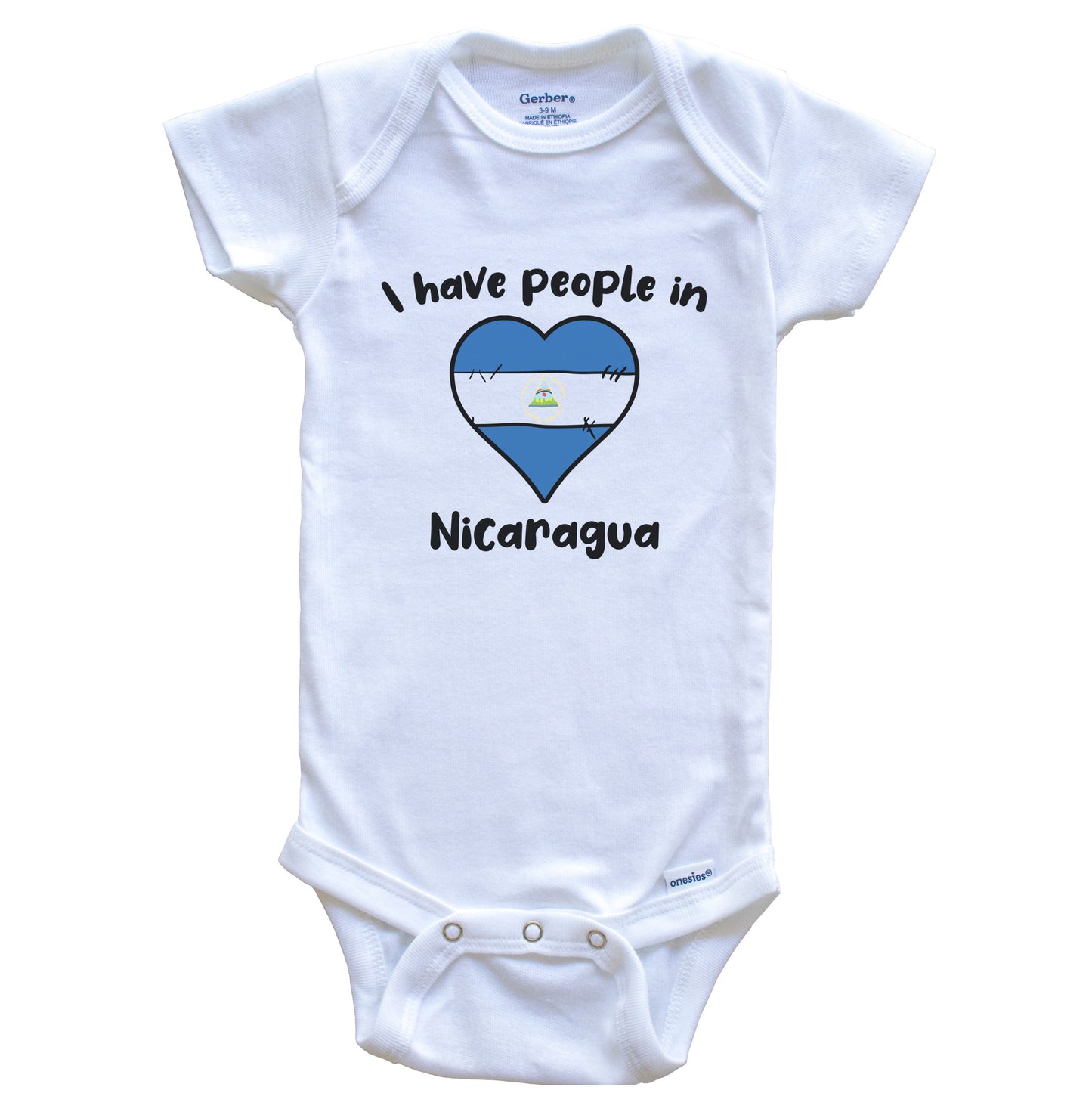 Nicaraguan Flag Heart I Have People In Nicaragua Baby Bodysuit