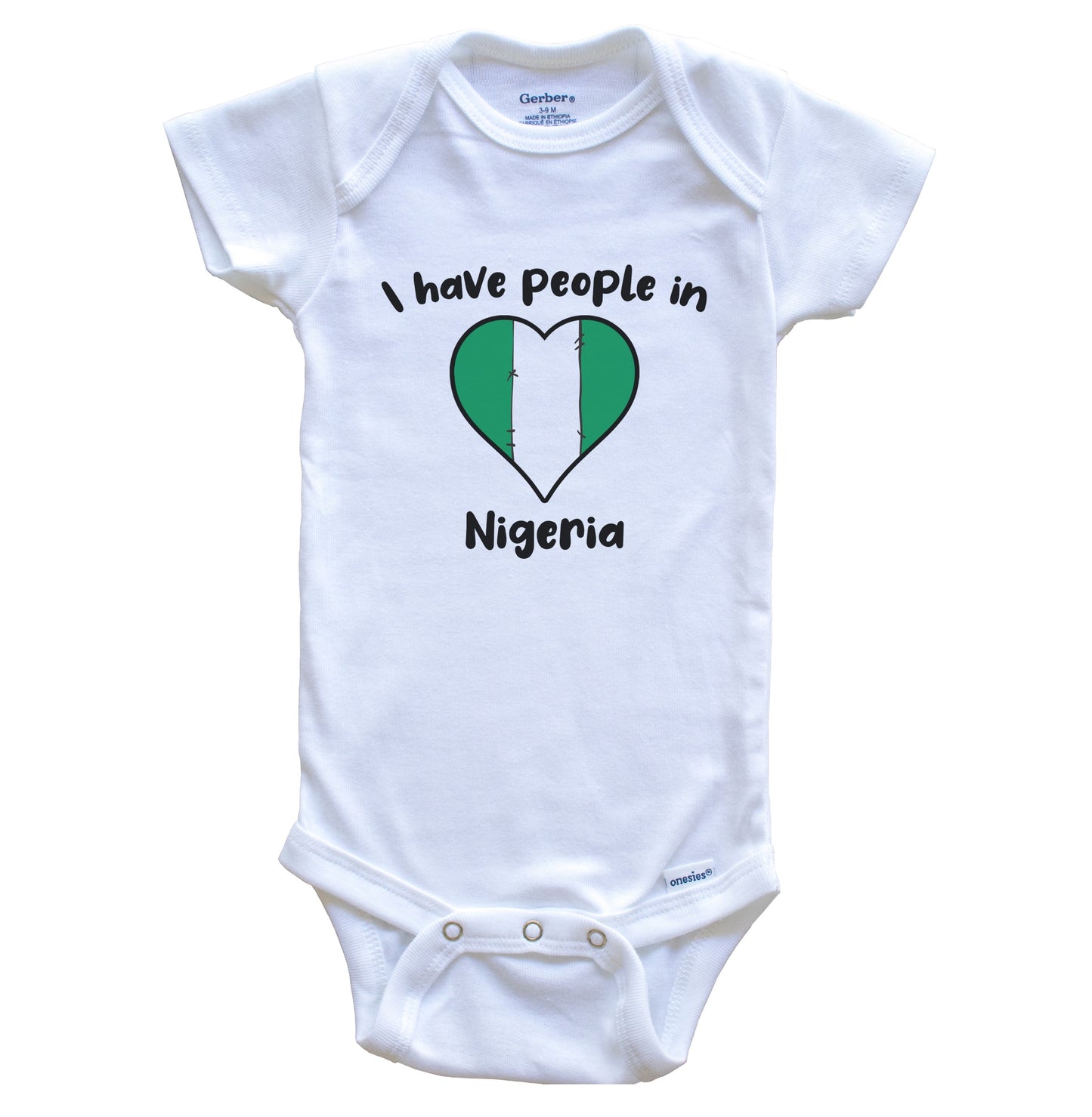 Nigerian Flag Heart I Have People In Nigeria Baby Bodysuit