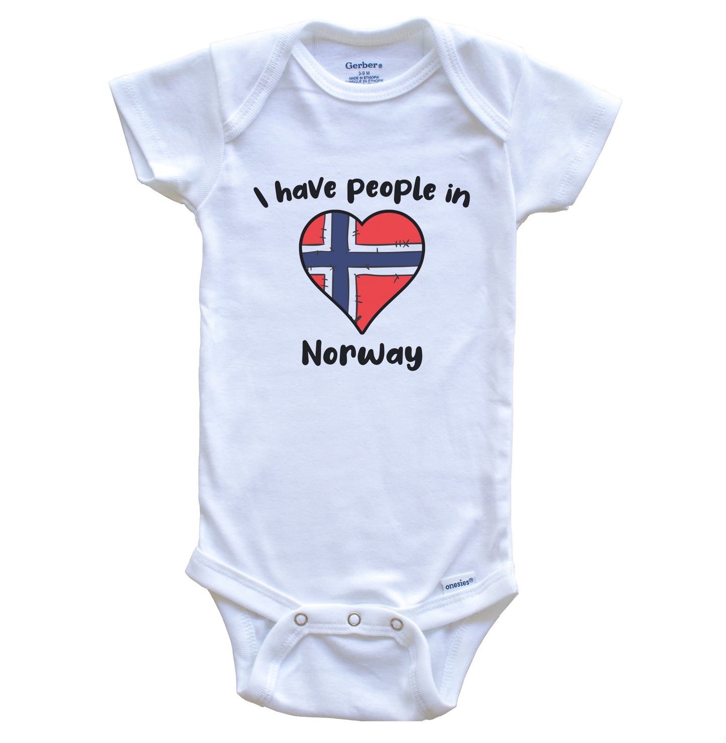 Norwegian Flag Heart I Have People In Norway Baby Bodysuit