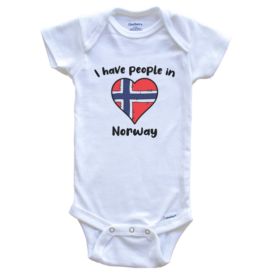 Norwegian Flag Heart I Have People In Norway Baby Bodysuit