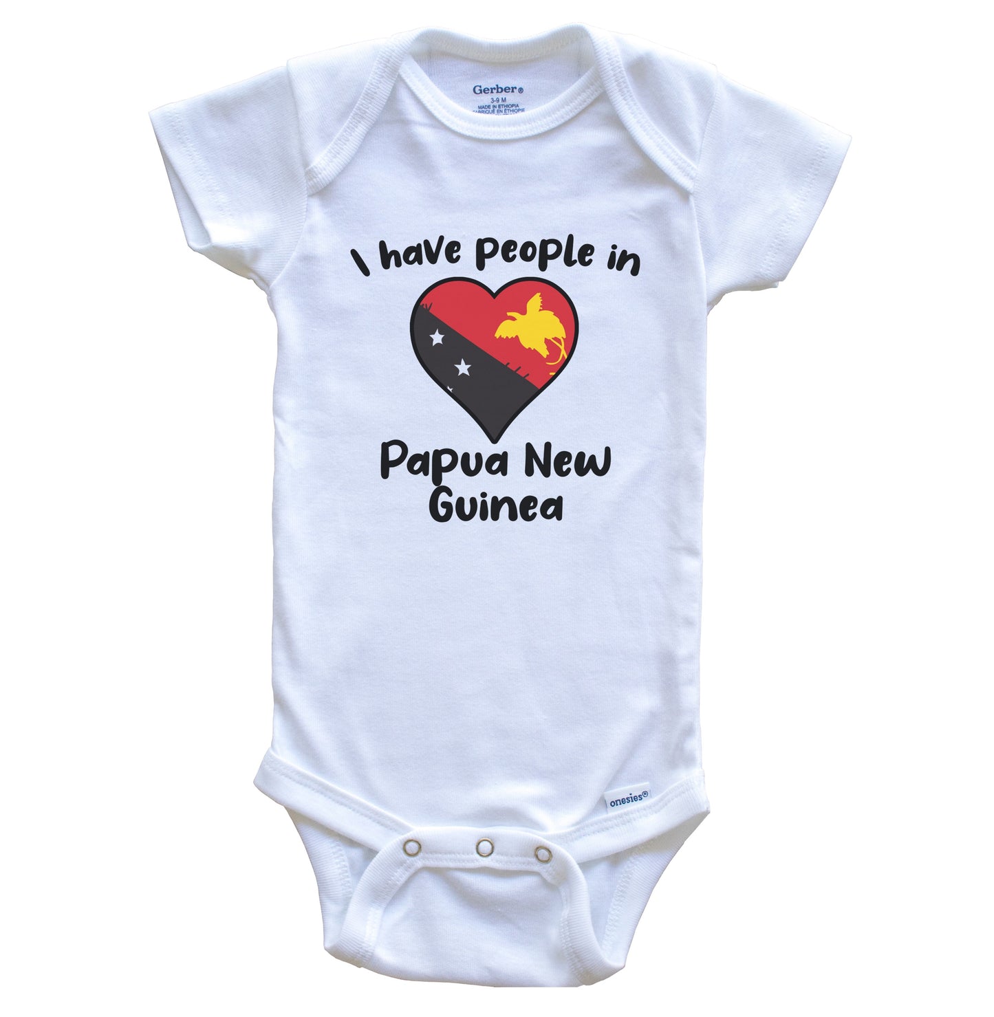 Papuan Flag Heart I Have People In Papua New Guinea Baby Bodysuit