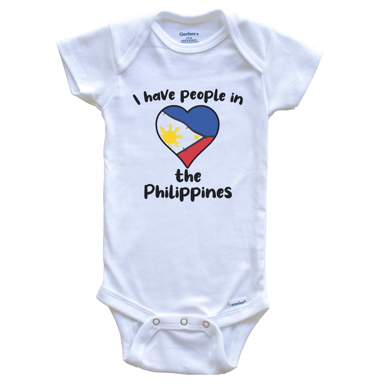 Filipino Flag Heart I Have People In the Philippines Baby Bodysuit