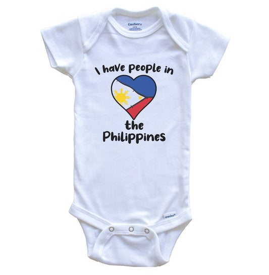 Filipino Flag Heart I Have People In the Philippines Baby Bodysuit