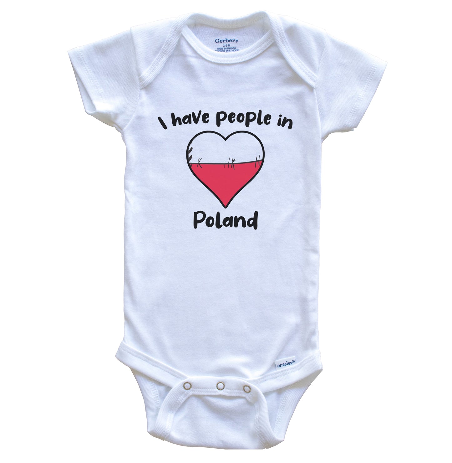 Polish Flag Heart I Have People In Poland Baby Bodysuit