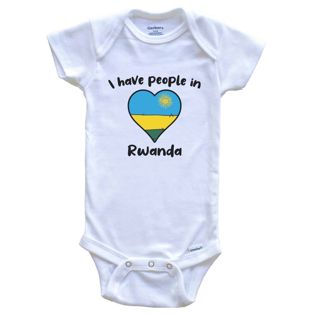 Rwandan Flag Heart I Have People In Rwanda Baby Bodysuit
