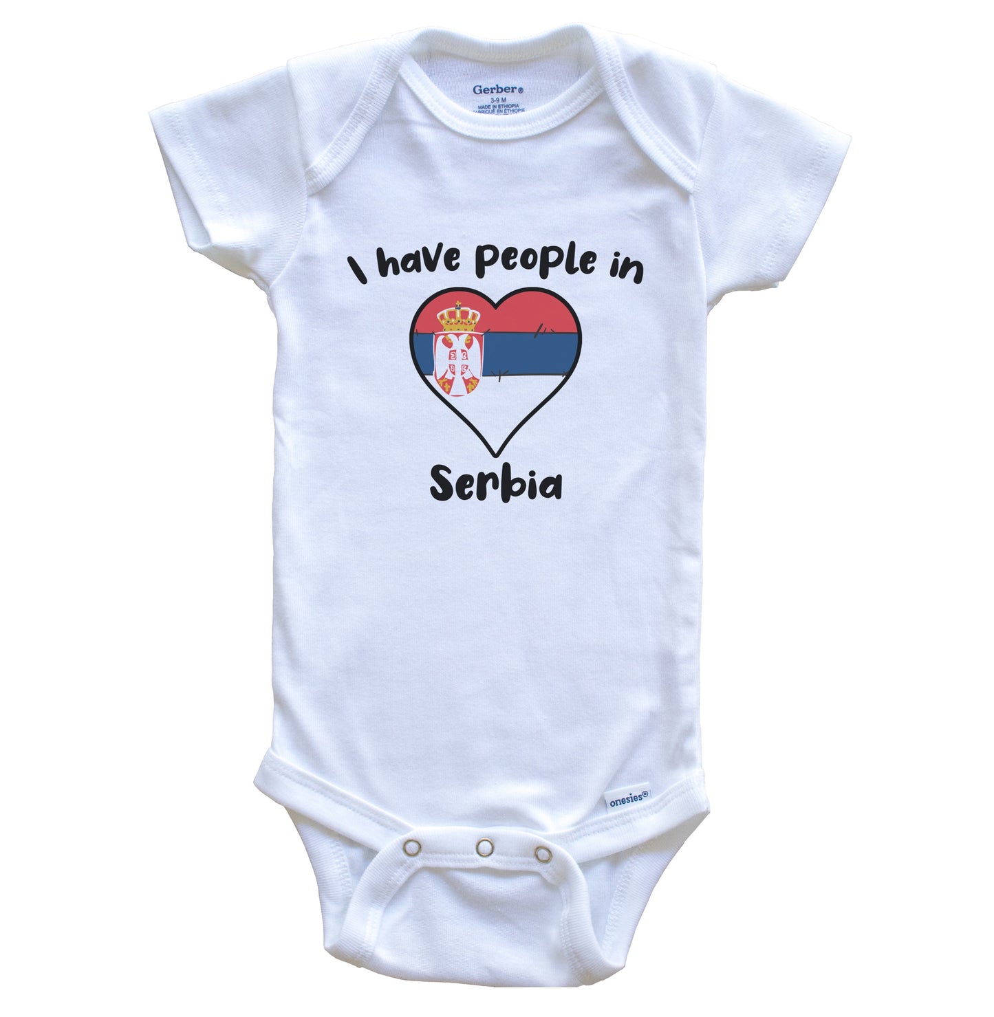 Serbian Flag Heart I Have People In Serbia Baby Bodysuit