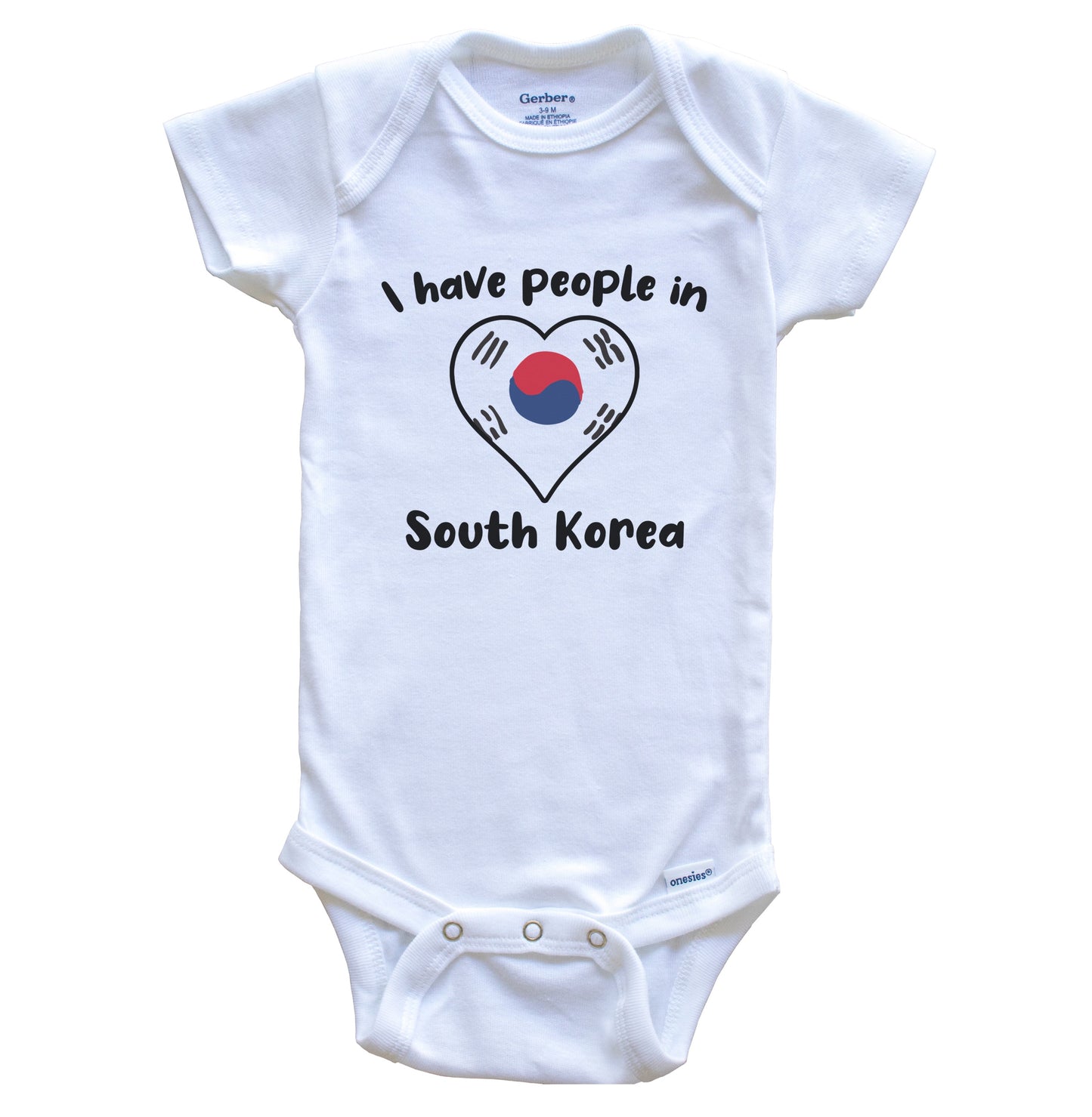 Korean Flag Heart I Have People In South Korea Baby Bodysuit
