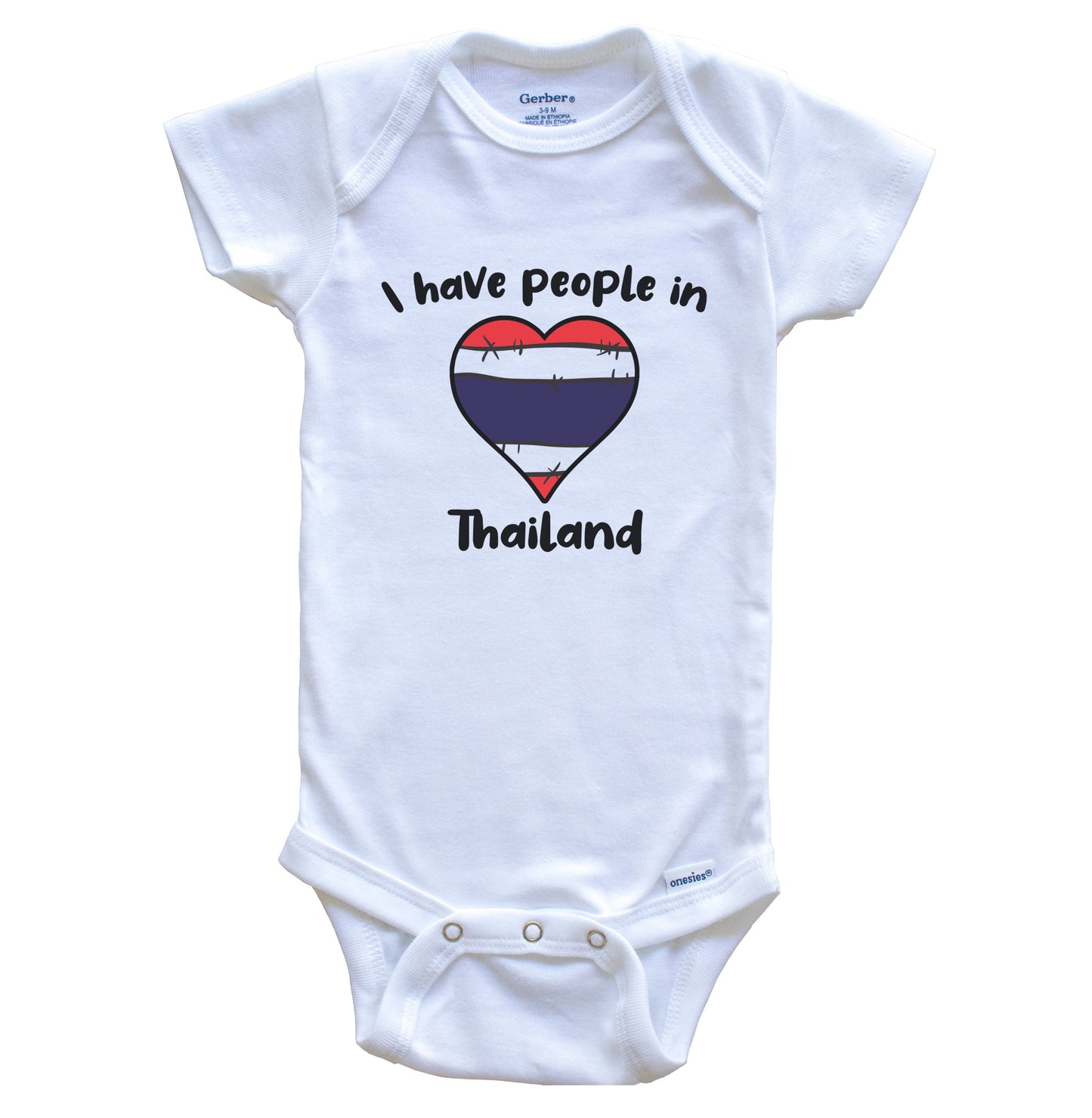 Thai Flag Heart I Have People In Thailand Baby Bodysuit