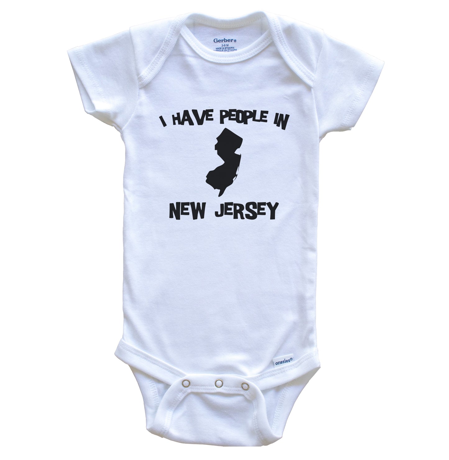 State Silhouette I Have People In New Jersey Baby Bodysuit
