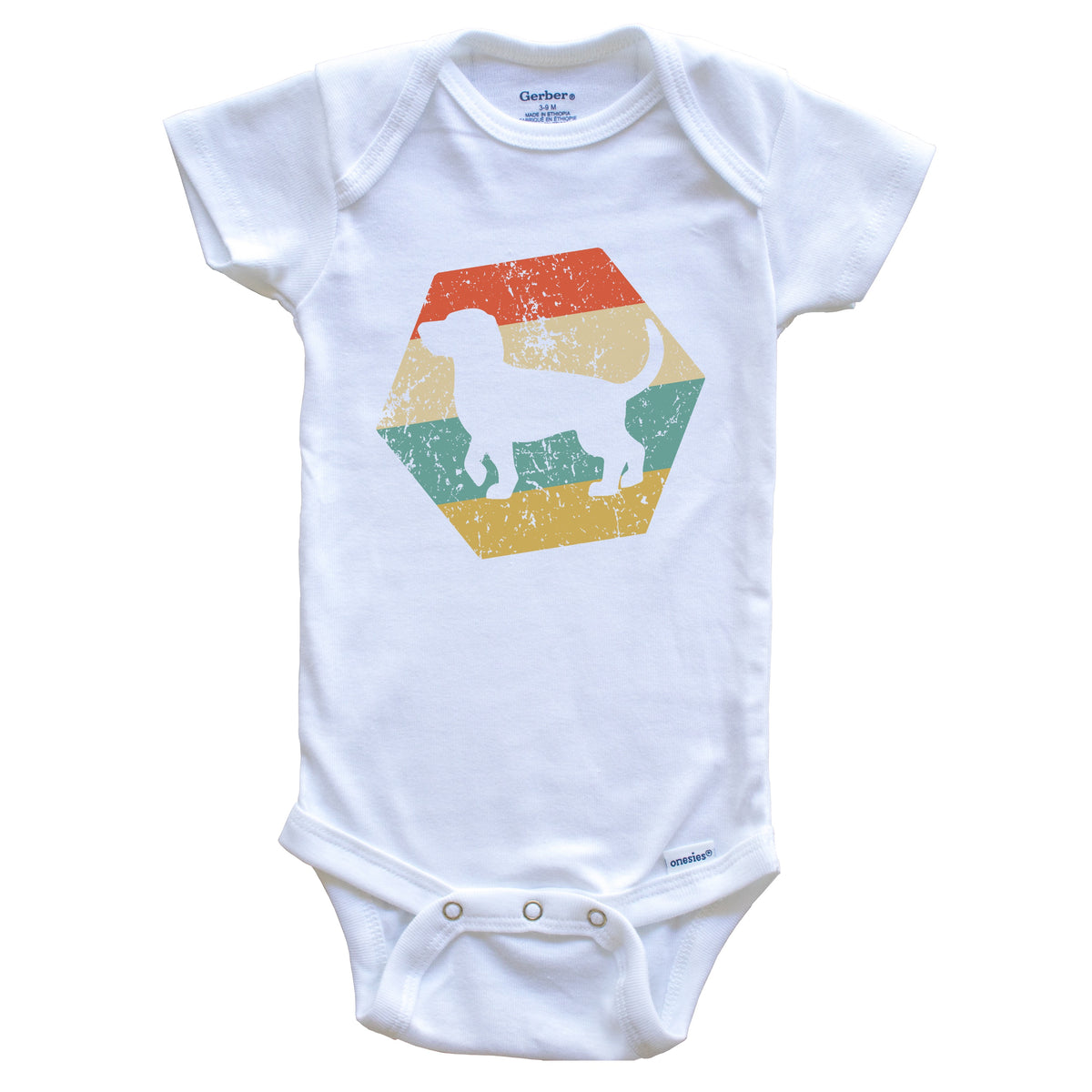 Beagle Dog Breed Retro Distressed Hexagon Baby Bodysuit
