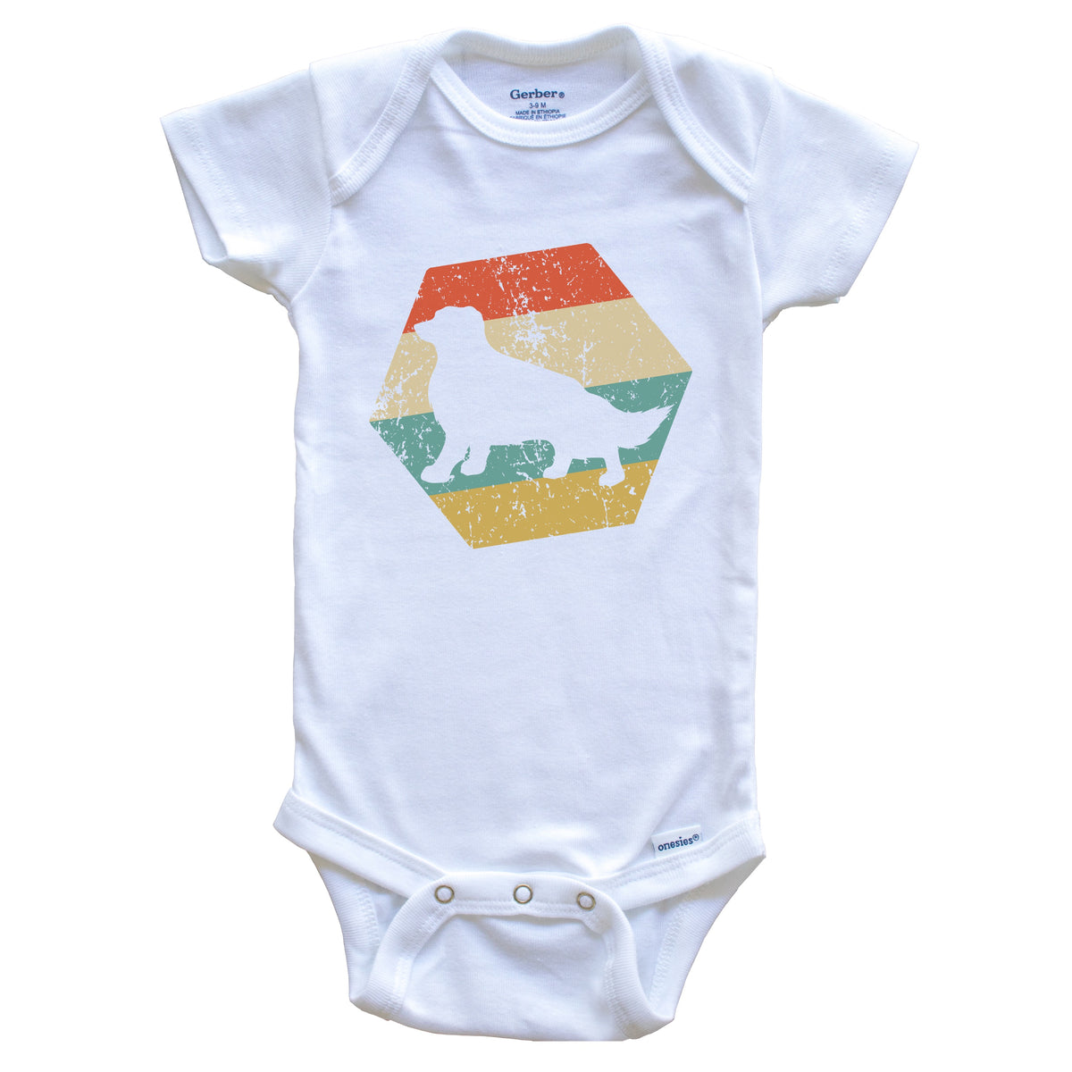 Border Collie Dog Breed Retro Distressed Hexagon Baby Bodysuit
