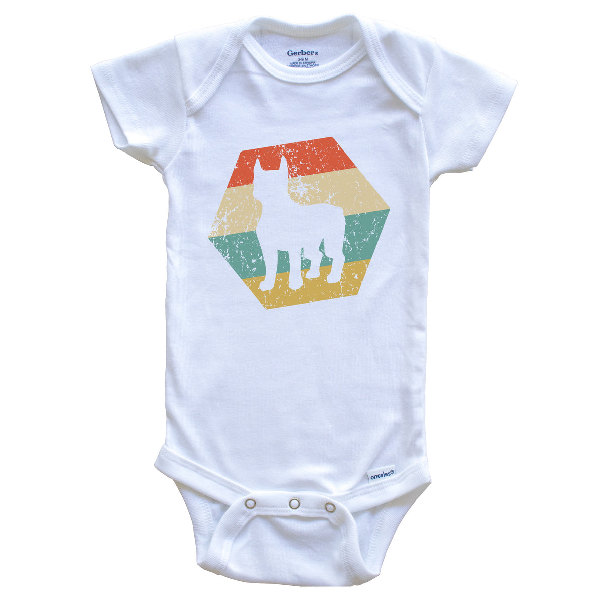 Boston Terrier Dog Breed Retro Distressed Hexagon Baby Bodysuit
