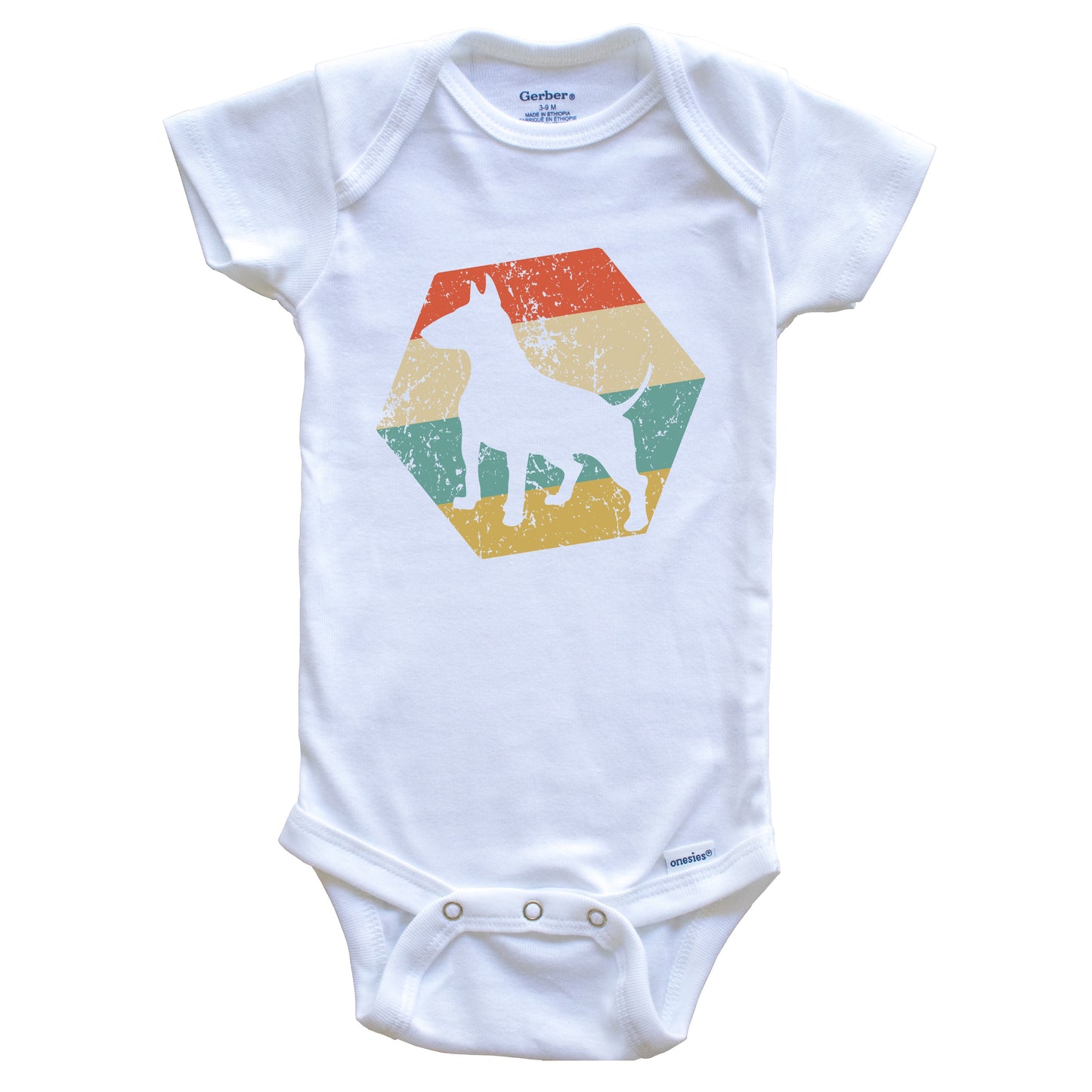 Bull Terrier Dog Breed Retro Distressed Hexagon Baby Bodysuit