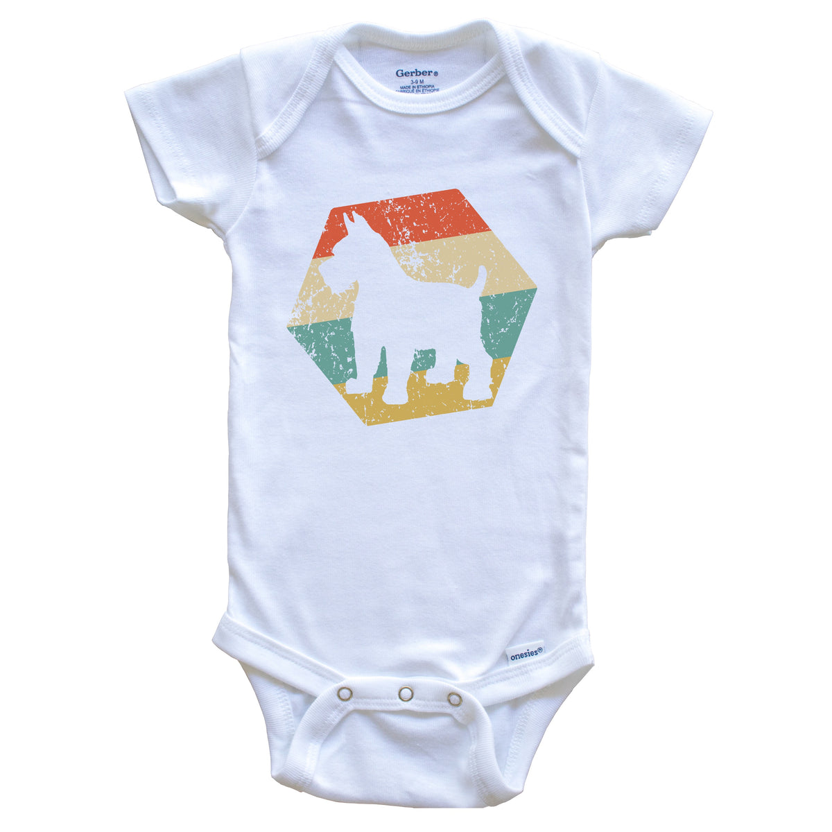 Schnauzer Dog Breed Retro Distressed Hexagon Baby Bodysuit