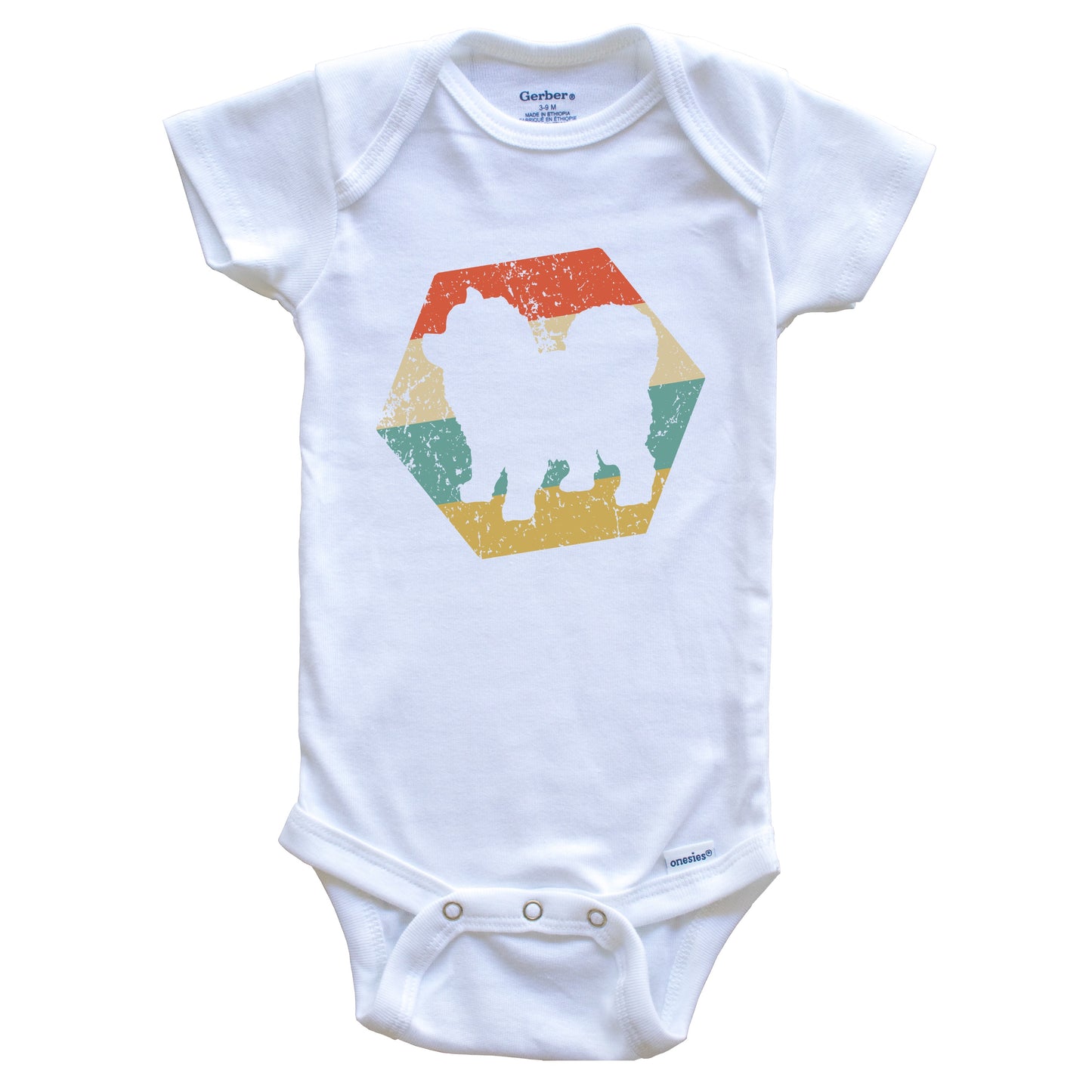 Chow Chow Dog Breed Retro Distressed Hexagon Baby Bodysuit