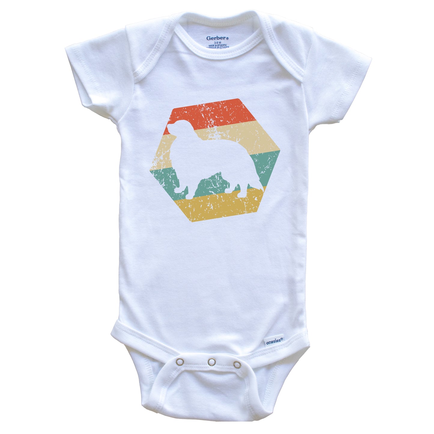 Great Pyrenees Dog Breed Retro Distressed Hexagon Baby Bodysuit