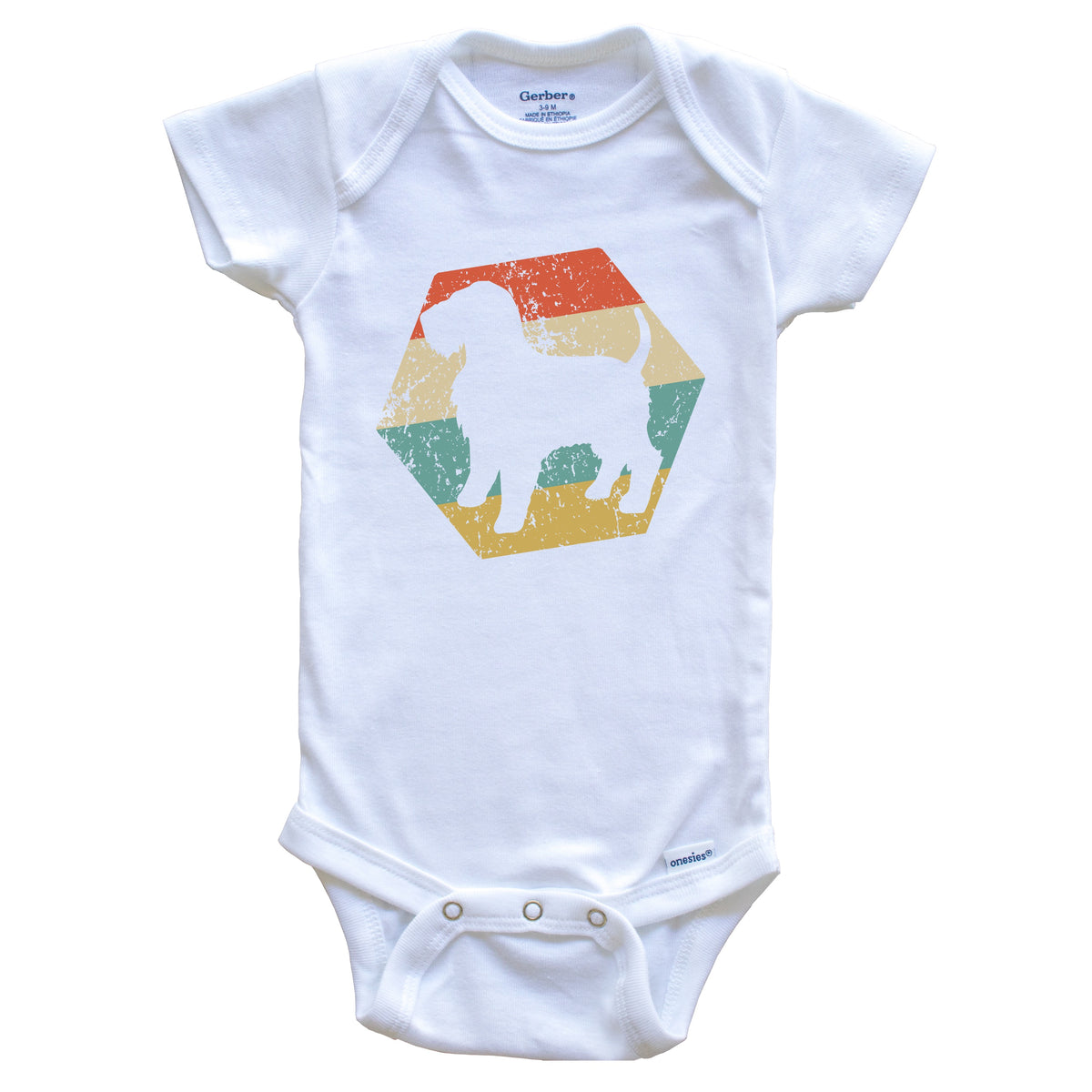 Wheaten Terrier Dog Breed Retro Distressed Hexagon Baby Bodysuit
