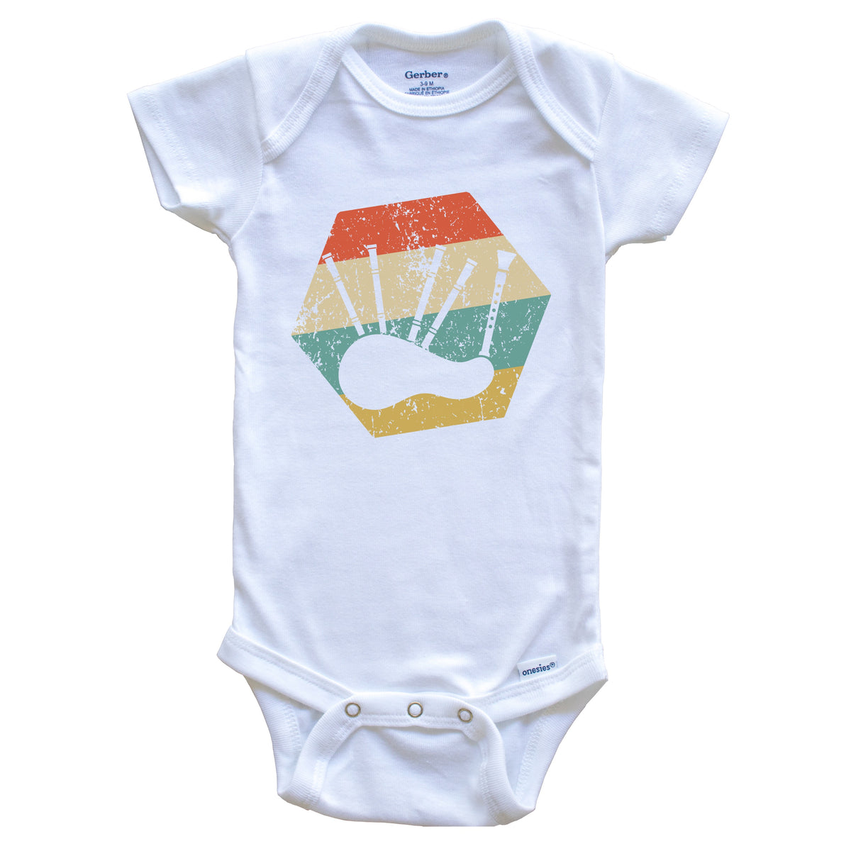 Bagpipes Retro Distressed Hexagon Bagpiper Baby Bodysuit
