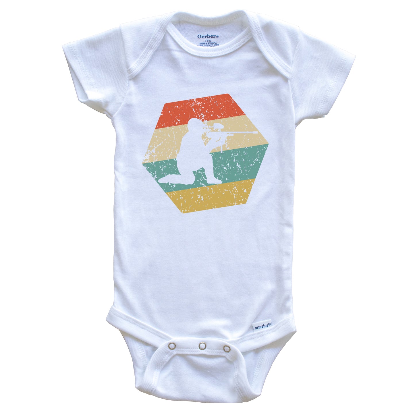 Paintball Retro Distressed Hexagon Paintball Player Baby Bodysuit