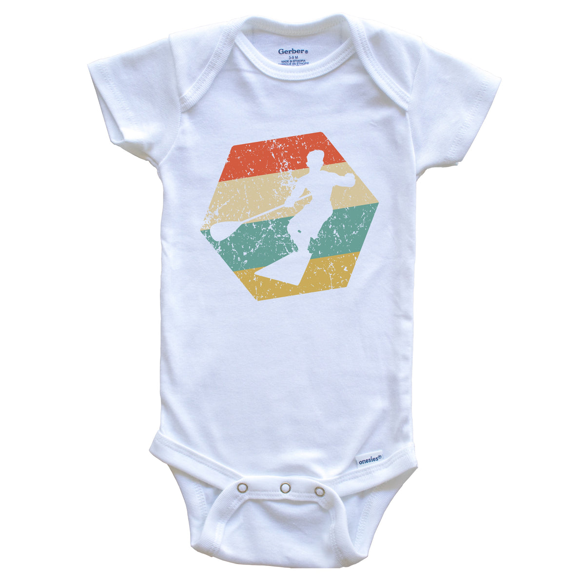 Paddleboarding Retro Distressed Hexagon Paddleboard Baby Bodysuit