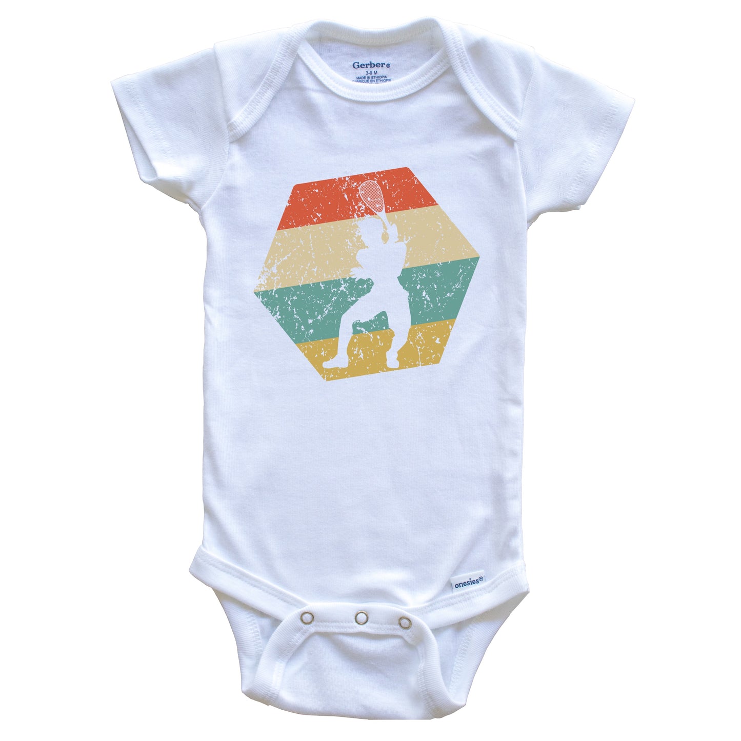 Squash Retro Distressed Hexagon Squash Player Baby Bodysuit