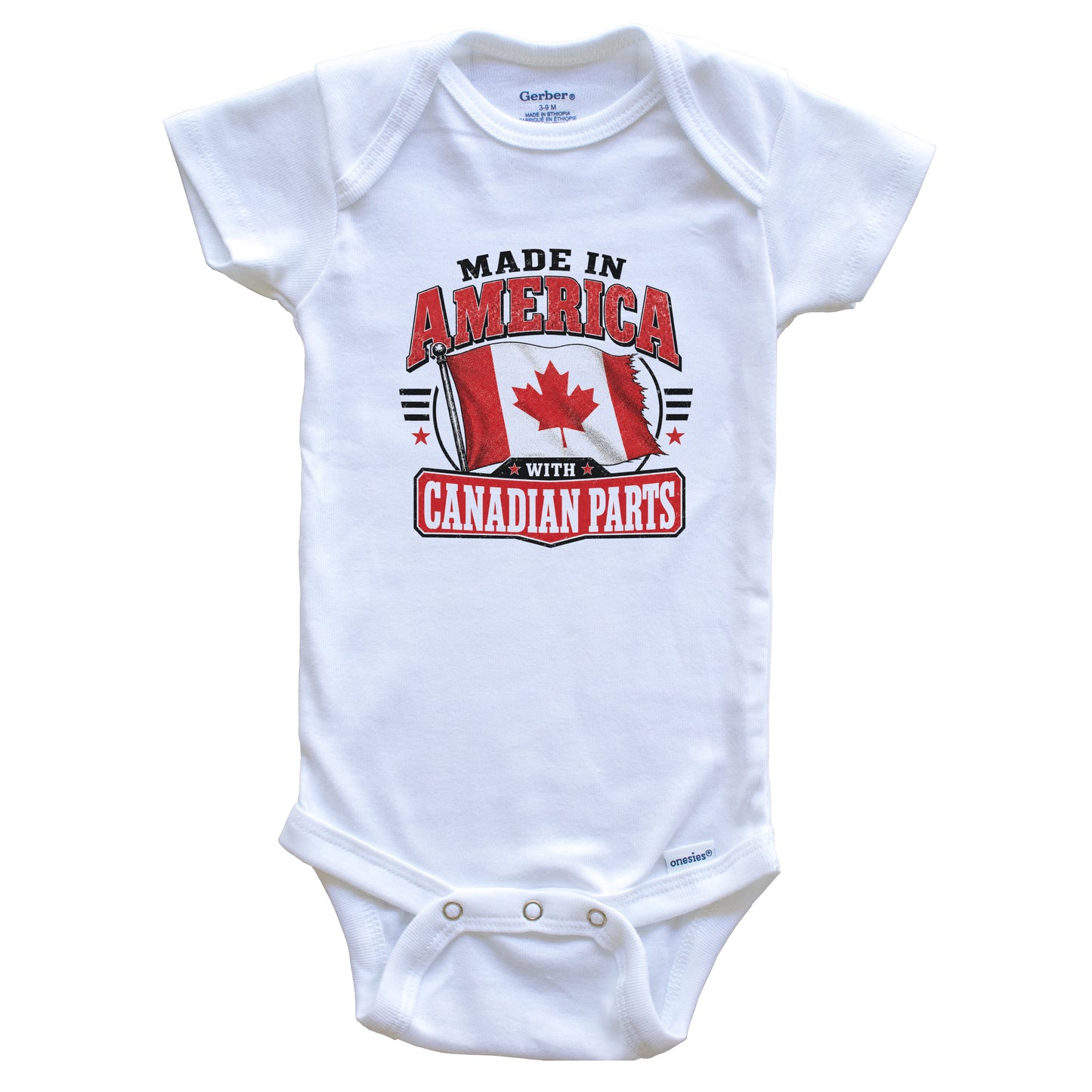Made In America With Canadian Parts Canada Flag Baby Bodysuit