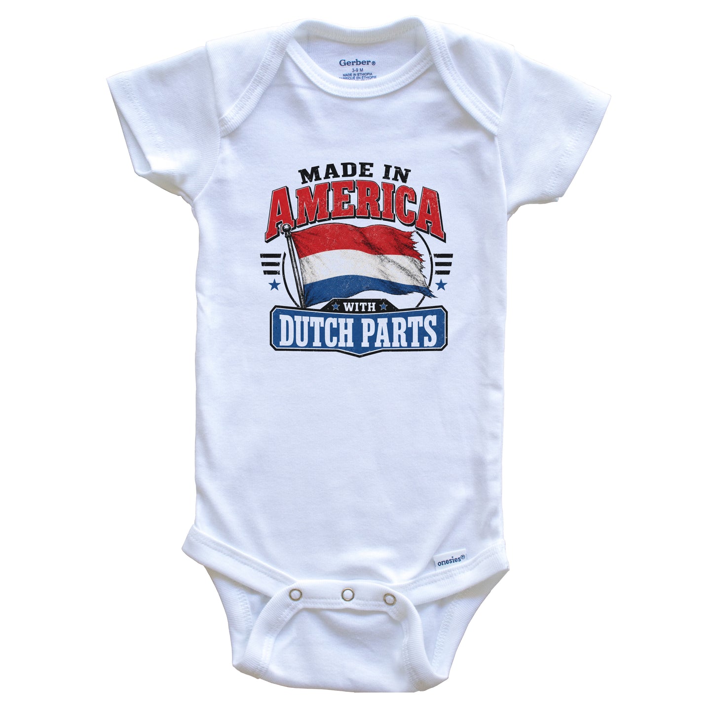 Made In America With Dutch Parts Netherlands Flag Baby Bodysuit