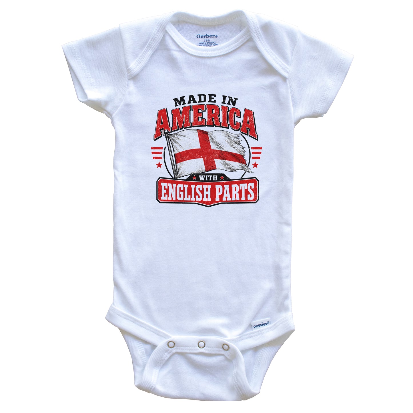 Made In America With English Parts England Flag Baby Bodysuit