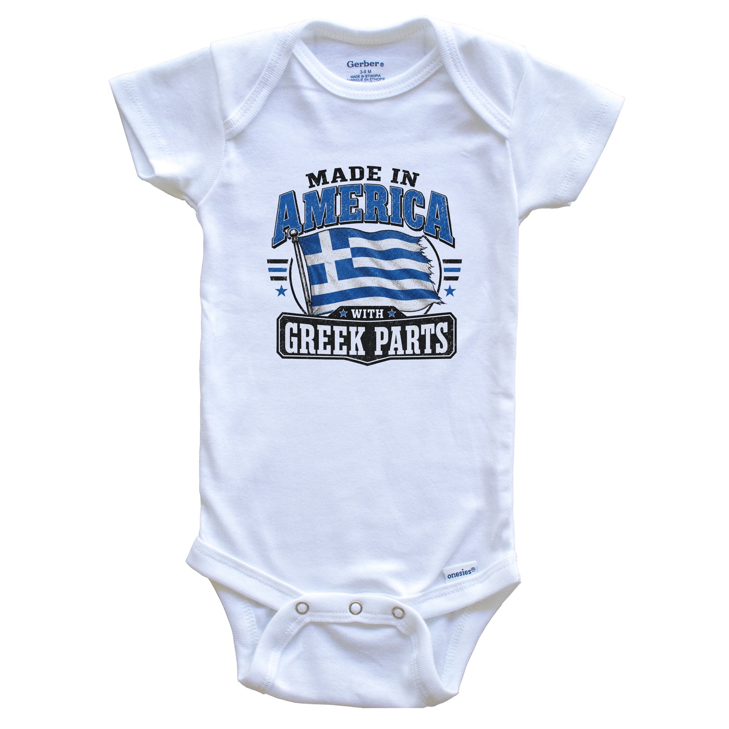 Made In America With Greek Parts Greece Flag Baby Bodysuit