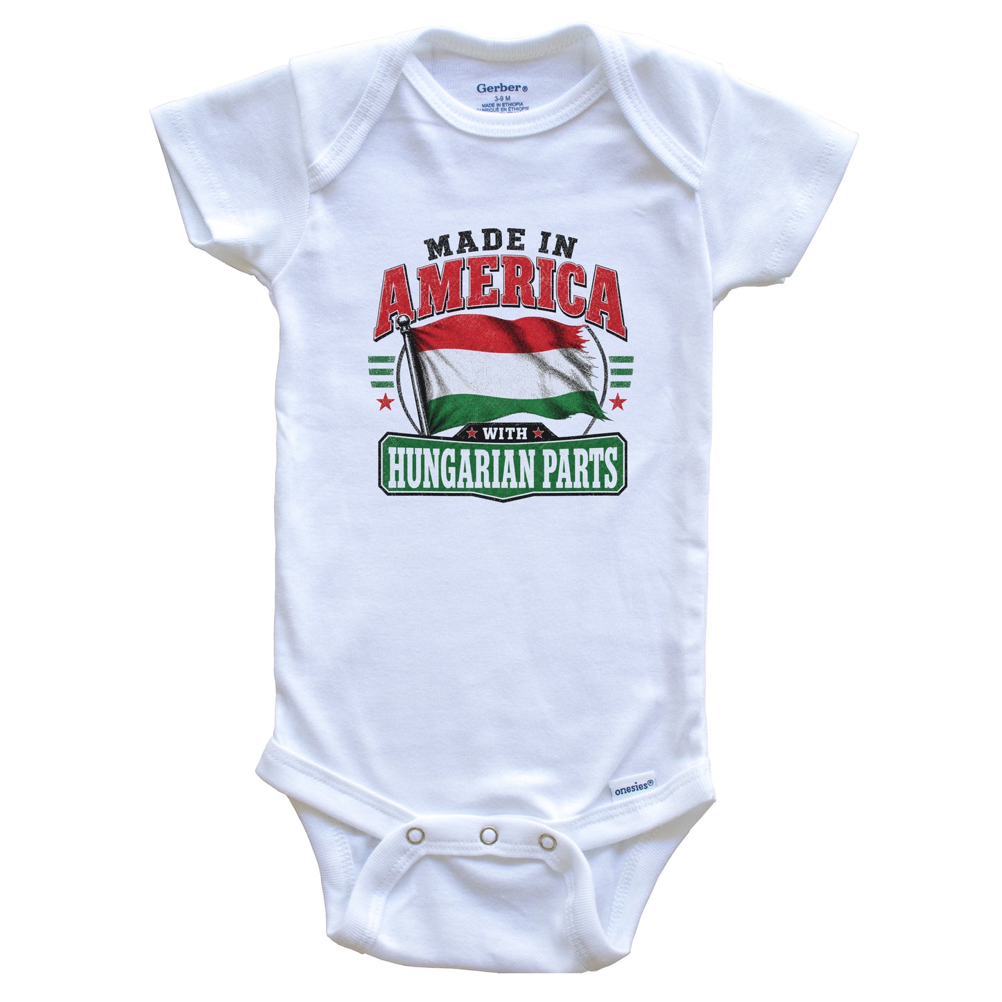 Made In America With Hungarian Parts Hungary Flag Baby Bodysuit