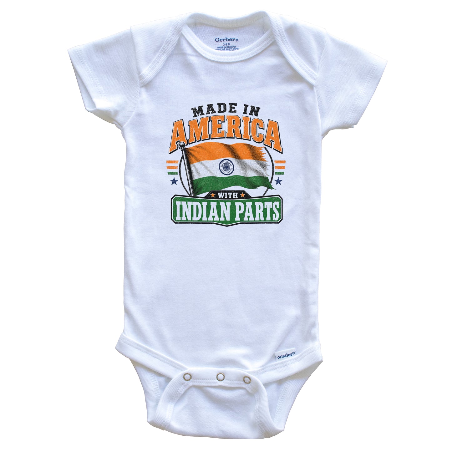 Made In America With Indian Parts India Flag Baby Bodysuit