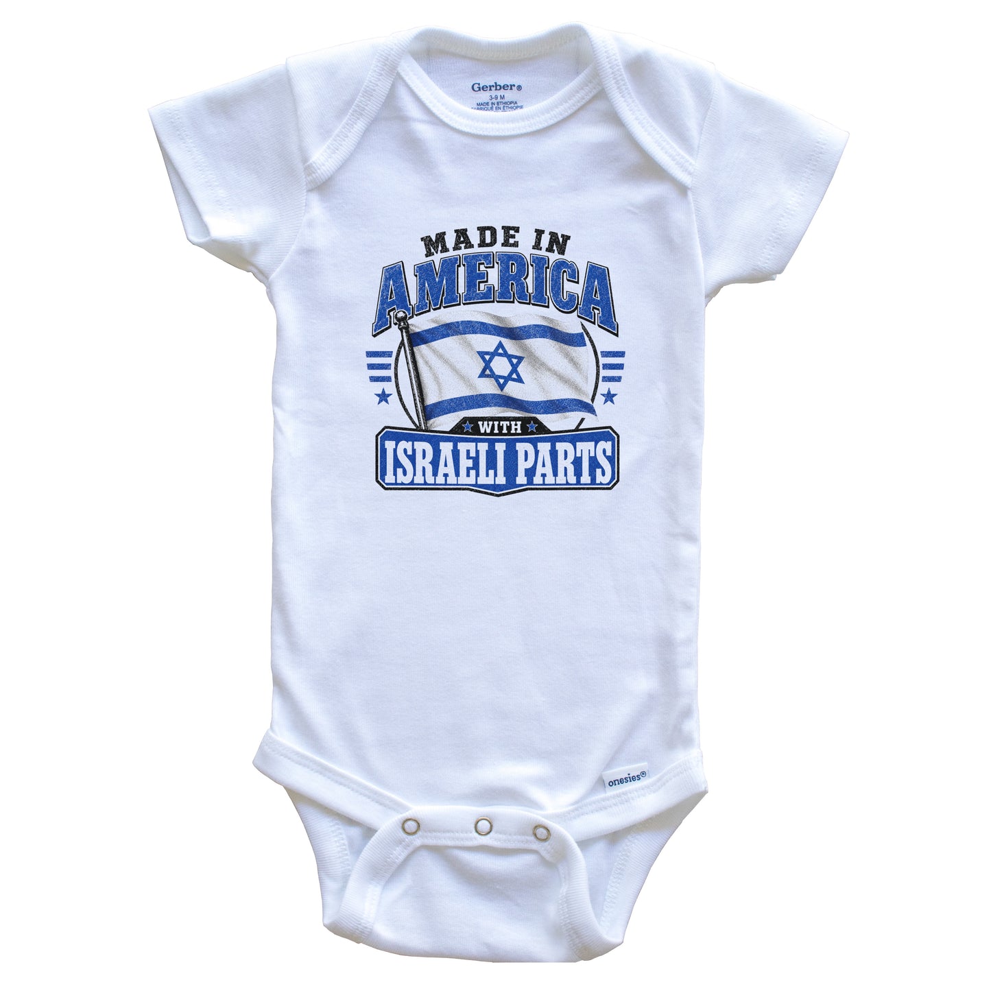 Made In America With Israeli Parts Israel Flag Baby Bodysuit