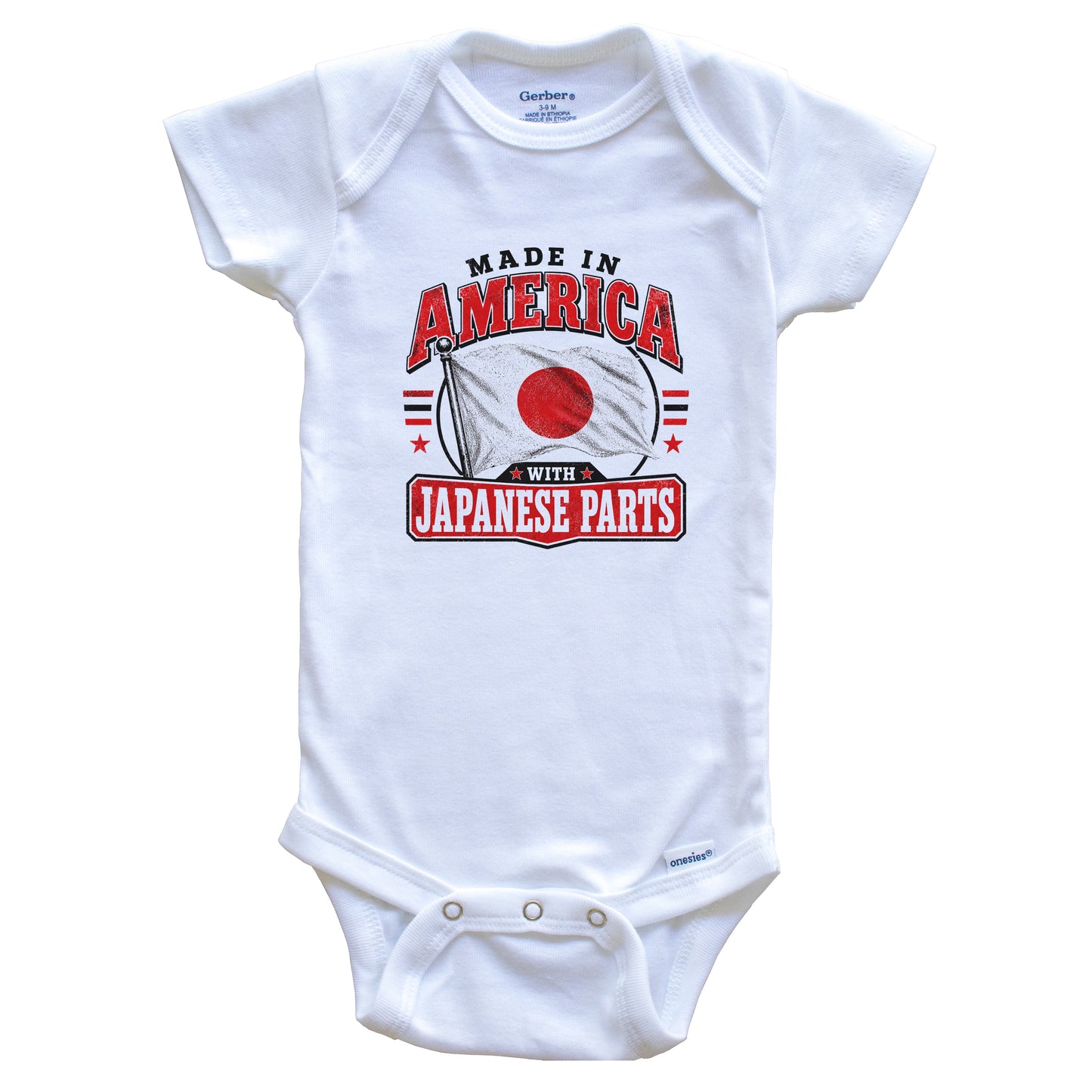 Made In America With Japanese Parts Japan Flag Baby Bodysuit