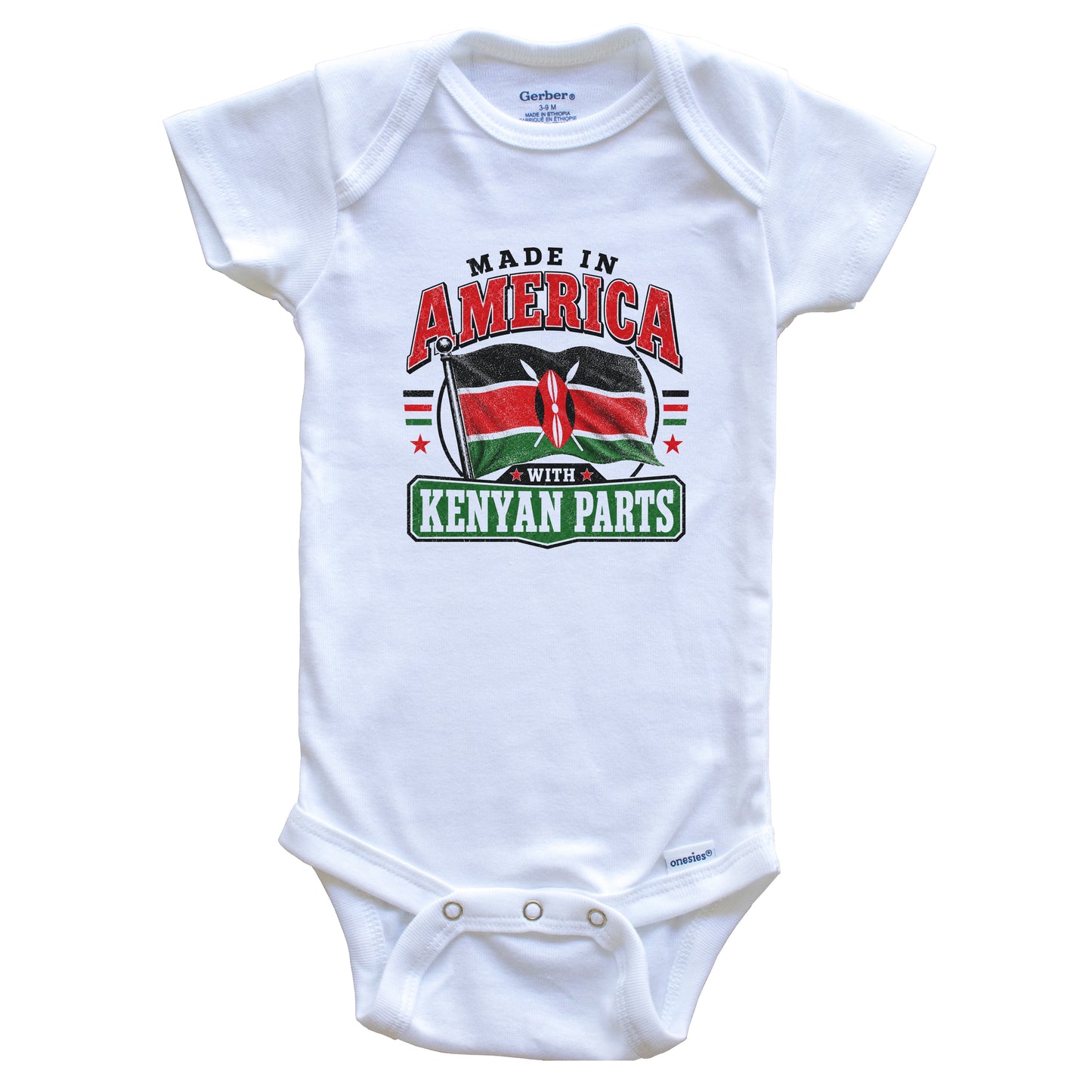 Made In America With Kenyan Parts Kenya Flag Baby Bodysuit