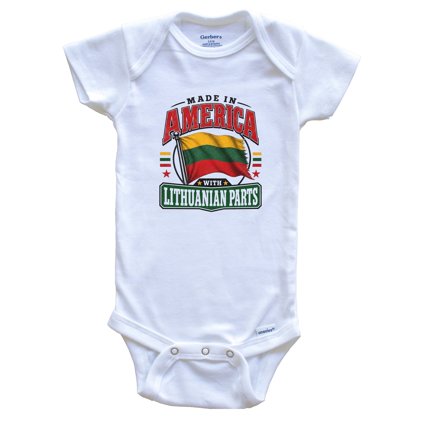 Made In America With Lithuanian Parts Lithuania Flag Baby Bodysuit