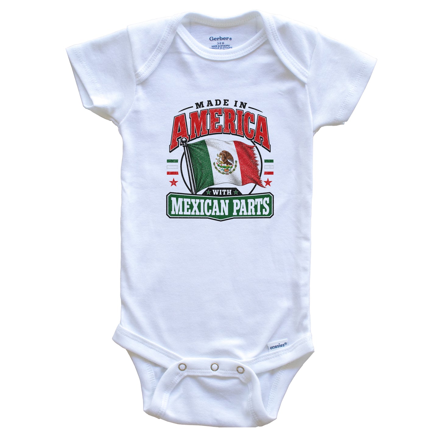 Made In America With Mexican Parts Mexico Flag Baby Bodysuit