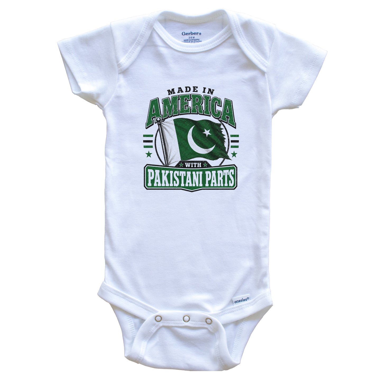 Made In America With Pakistani Parts Pakistan Flag Baby Bodysuit