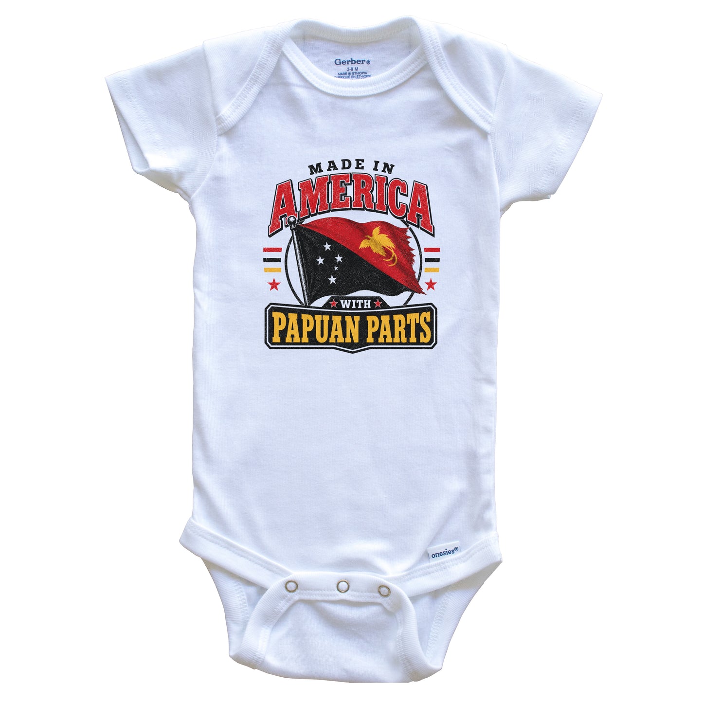 Made In America With Papuan Parts Papua New Guinea Flag Baby Bodysuit
