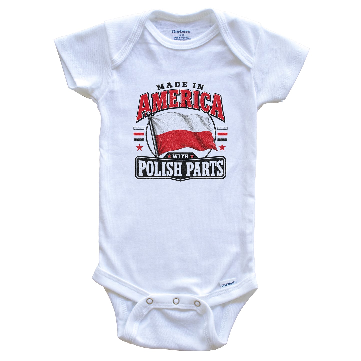Made In America With Polish Parts Poland Flag Baby Bodysuit